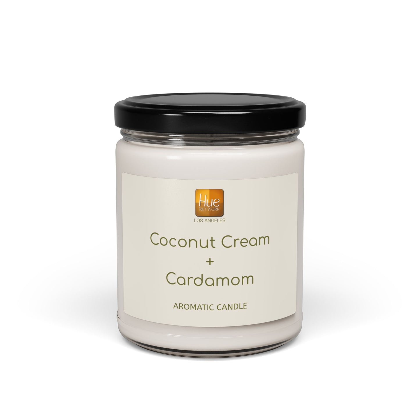 HUE - Coconut Cream + Cardamom Soy Candle — 9oz Scented Jar (Coconut Cream + Cardamom Fragrance)