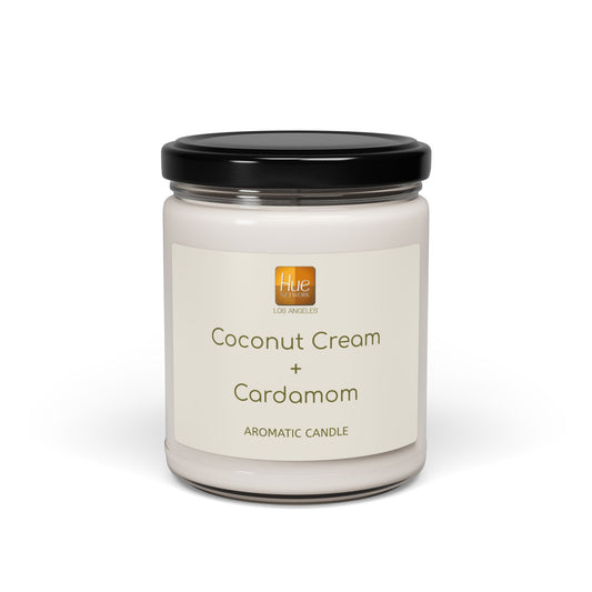 HUE - Coconut Cream + Cardamom Soy Candle — 9oz Scented Jar (Coconut Cream + Cardamom Fragrance)