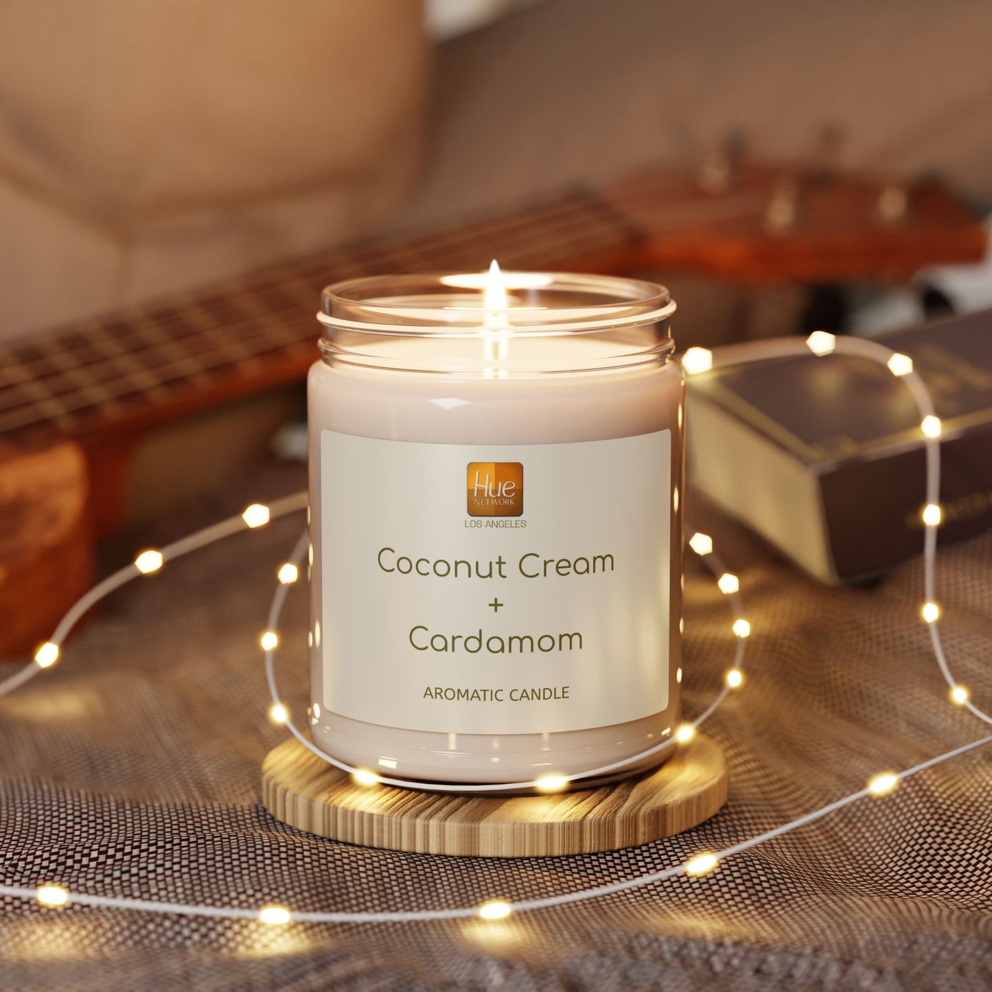HUE - Coconut Cream + Cardamom Soy Candle — 9oz Scented Jar (Coconut Cream + Cardamom Fragrance)