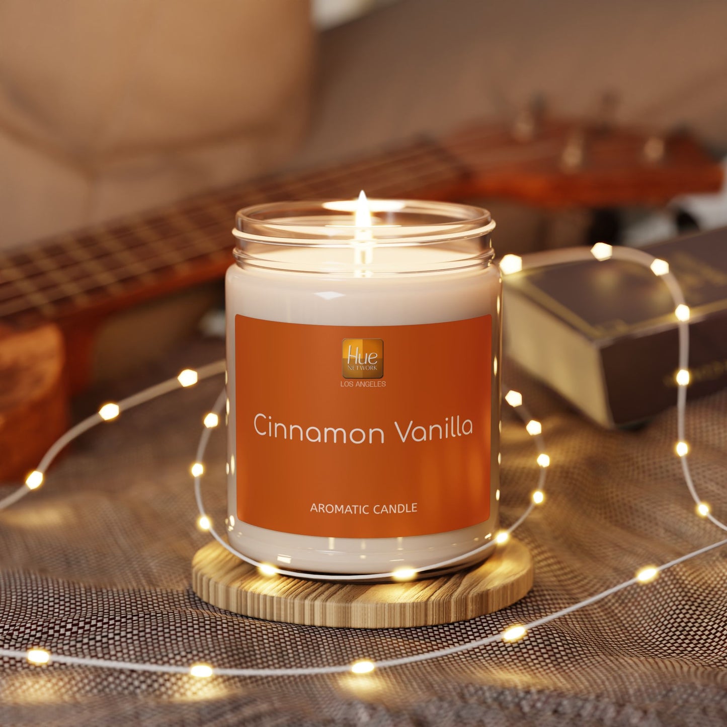 HUE - Cinnamon Vanilla Soy Candle — 9oz Scented Jar (Cinnamon Vanilla Fragrance)