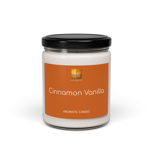 HUE - Cinnamon Vanilla Soy Candle — 9oz Scented Jar (Cinnamon Vanilla Fragrance)