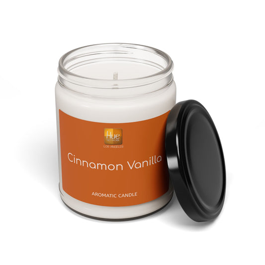 HUE - Cinnamon Vanilla Soy Candle — 9oz Scented Jar (Cinnamon Vanilla Fragrance)