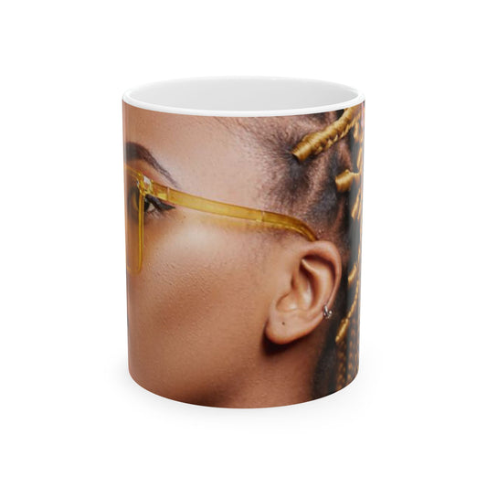 HUE - Afro Braid Portrait Ceramic Mug – Stylish Coffee Cup ( 11oz )