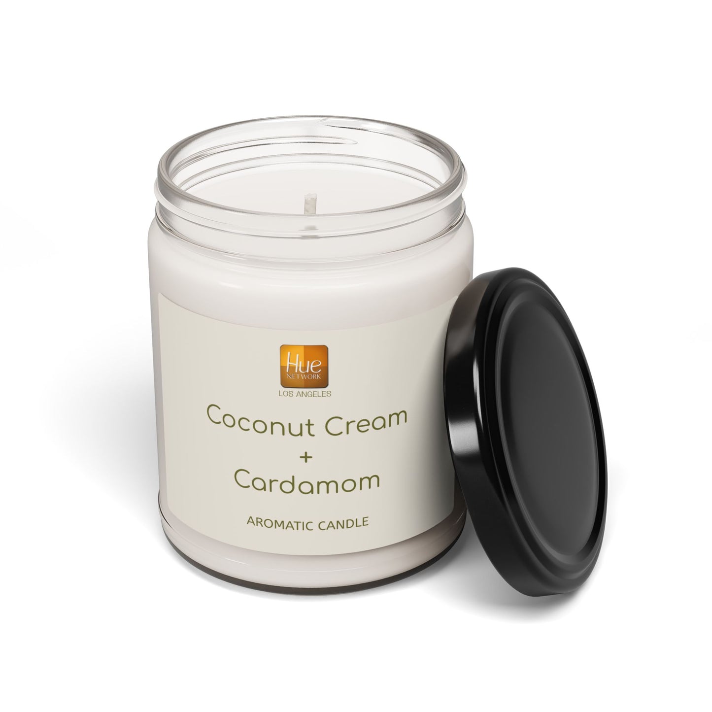 HUE - Coconut Cream + Cardamom Soy Candle — 9oz Scented Jar (Coconut Cream + Cardamom Fragrance)
