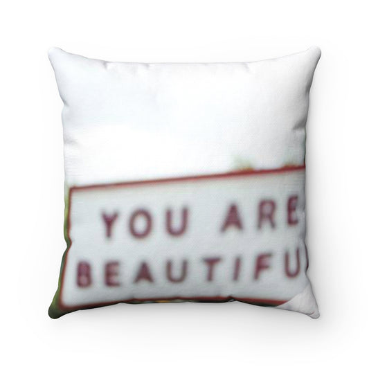 HUE "You Are Beautiful" Spun Square Pillow