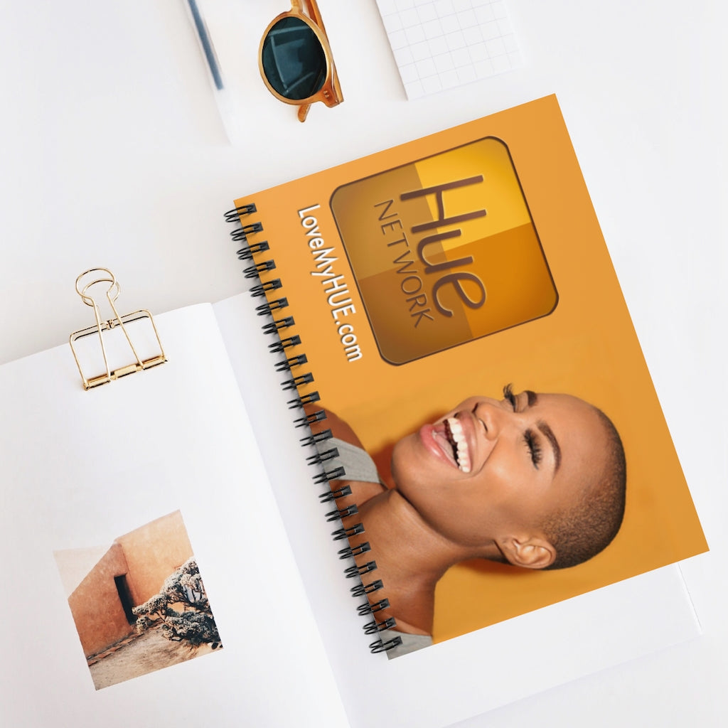 HUE "Gold Smiling Woman" Spiral Ruled Line Notebook