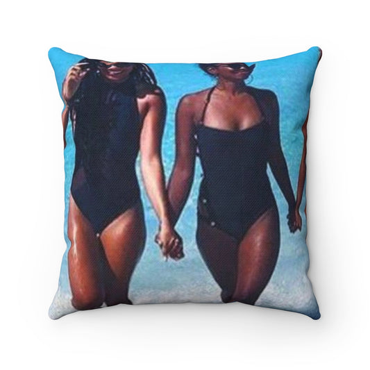 HUE "Sistas at the Beach" Spun Polyester Square Pillow